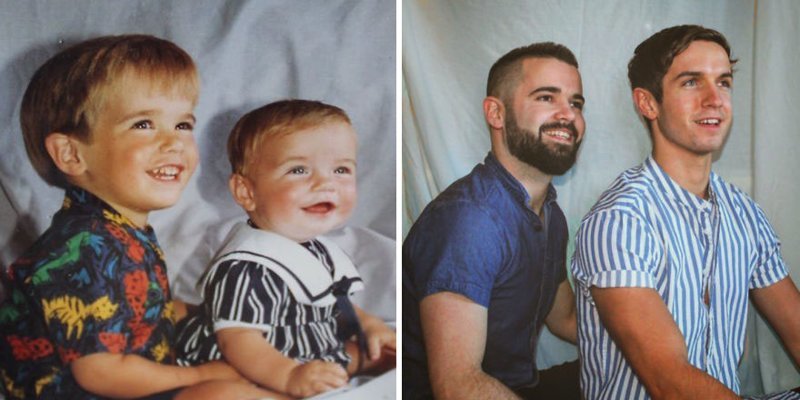 23 years later – Mum used to use a bed-sheet for the backdrop, so we did the same!