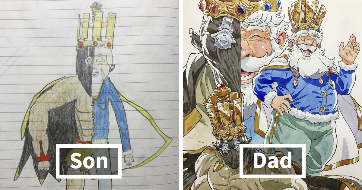 Dad Turns His Sons Doodles Into Anime Characters And The Result Is