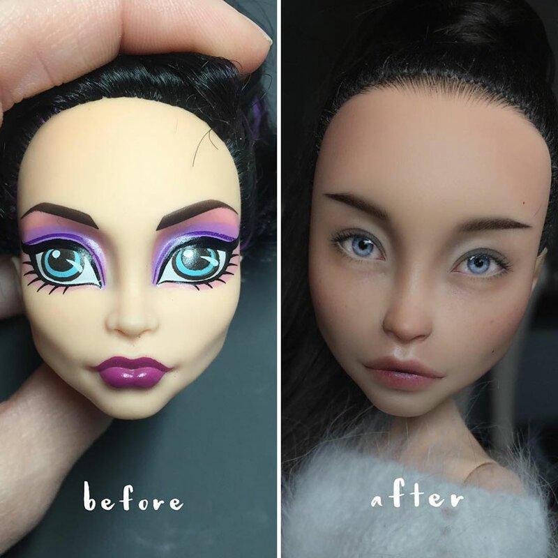 Ukrainian Artist Removes Makeup From Dolls To Repaint Them In A Very Realistic Way