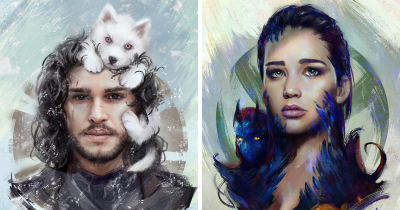 8 Digital Paintings Of Famous Characters And Their Pets By Aleksei Vinogradov