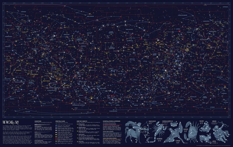 Vintage Style Astronomy Maps Made from Open Source Data of the Universe