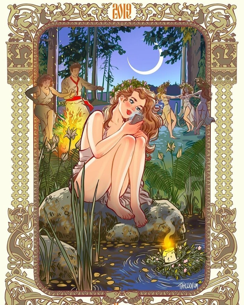 Artist Creates A New Pin-Up Calendar Inspired By Classic Masterpieces Of Kustodiyev And Bilibin