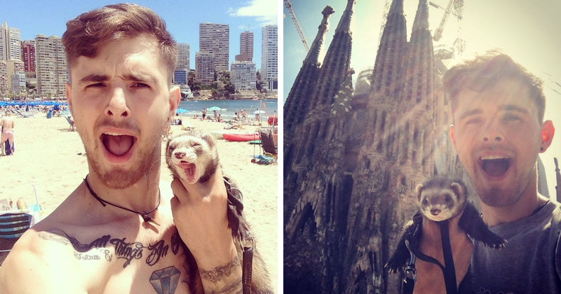 Guy Loses His Best Friend, Mom, Finds Peace By Quitting His Job And Traveling With His Pet Ferret