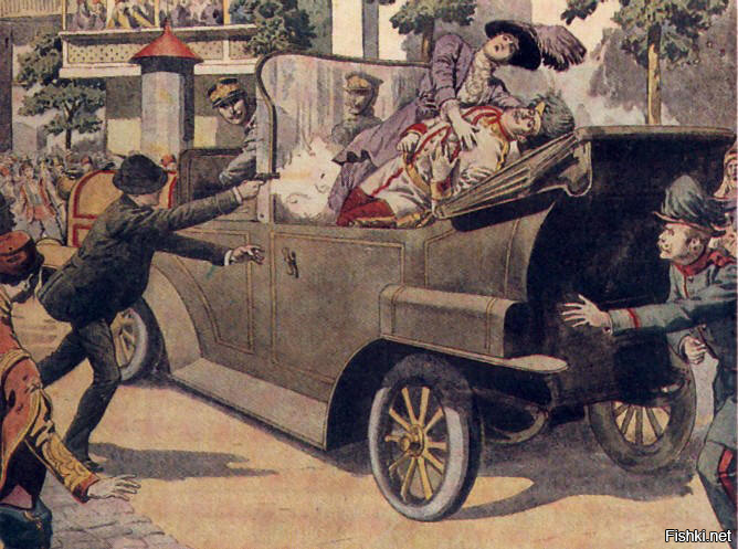 Франц Фердинанд, эрцгерцог Австрии и Королевский принц Венгрии и Богемии: убит 28 июня 1914 года Гаврило Принципом

В 1914 году Франц Фердинанд, эрцгерцог Австрии и предполагаемый наследник австро-венгерского престола, вместе со своей женой были застрелены в Сараево Гаврило Принципом, одним из членов группы из шести убийц (в ней состояло пятеро сербов и один босниец).