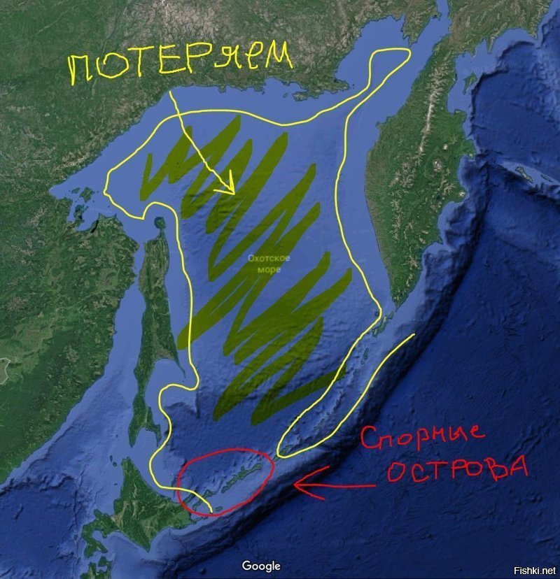 Острова в охотском море на карте